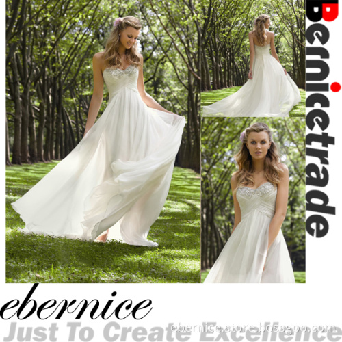 White/Ivory Chiffon Empire Beach Wedding Dress